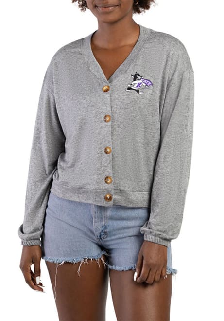 Womens K-State Wildcats Grey Hype and Vice Ace Long Sleeve Cardigan