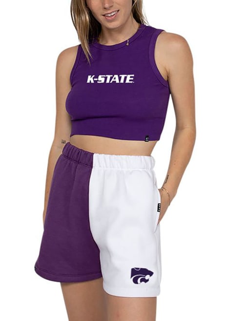 Womens K-State Wildcats White Hype and Vice Dime Two Tone Shorts
