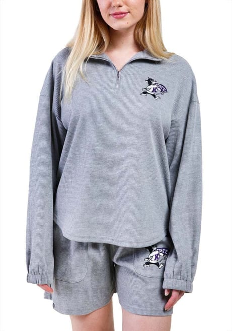 Womens K-State Wildcats Grey Hype and Vice Grand Slam 1/4 Zip Pullover