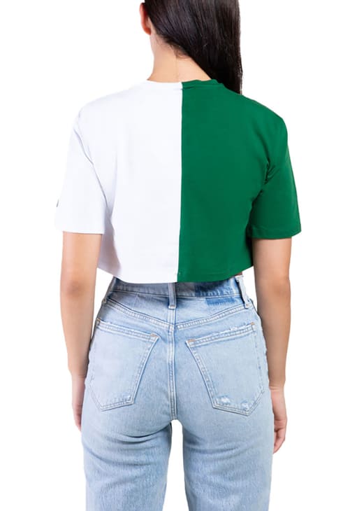 Hype and Vice Michigan State Spartans Womens Green Crop Two Tone Brandy Short Sleeve T-Shirt
