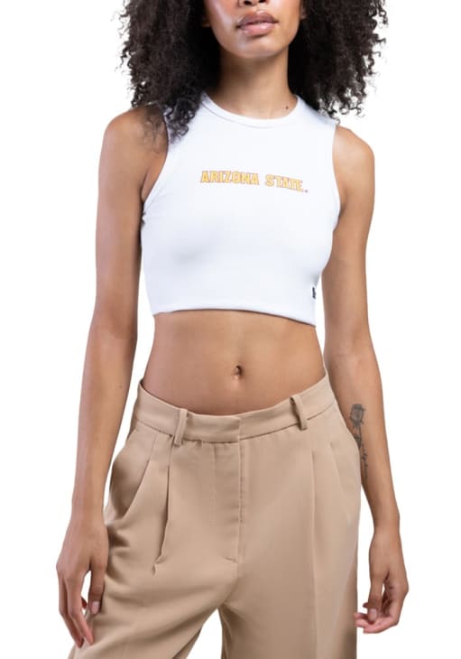 Hype and Vice Arizona State Sun Devils Womens White Cutoff Tank Top