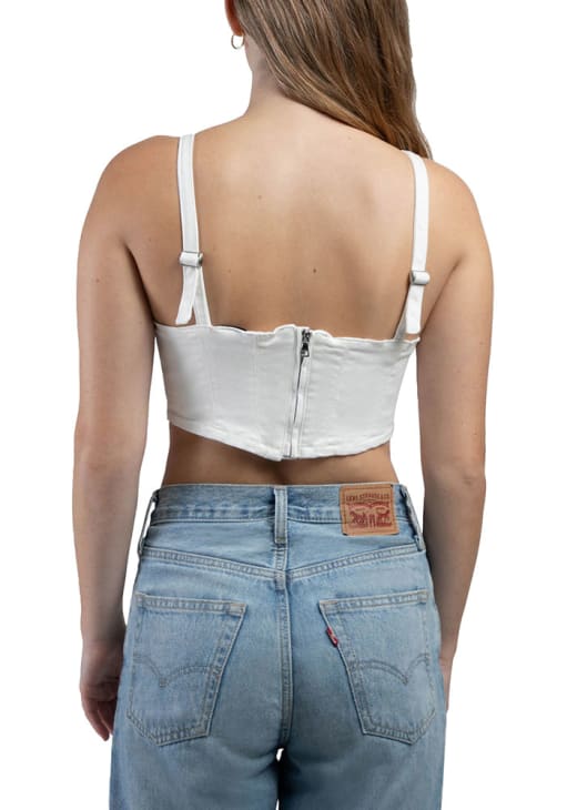 Hype and Vice Michigan State Spartans Womens White Denim Corset Tank Top