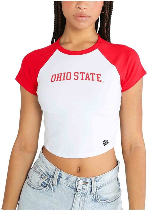 Hype and Vice Ohio State Buckeyes Womens White Homerun Short Sleeve T-Shirt