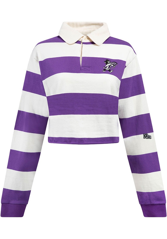 flexwitme 長袖 ポロシャツ 紫 白 ストライプ Flexwitme 長袖ポロシャツ - メルカリ