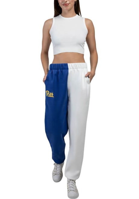 Womens Pitt Panthers White Hype and Vice Color Block Sweatpants