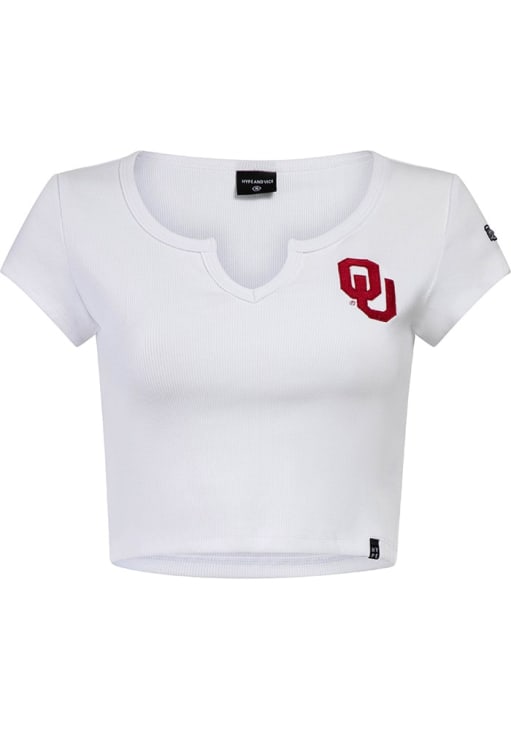 Hype and Vice Oklahoma Sooners Womens White Cali Short Sleeve T-Shirt