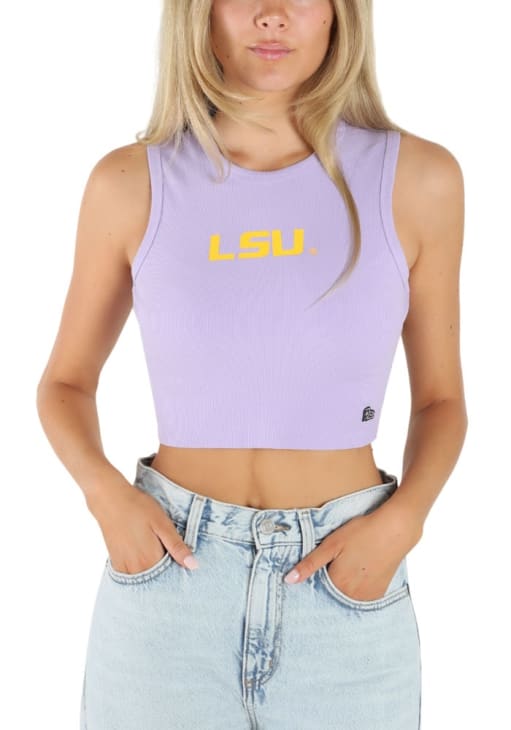 Hype and Vice LSU Tigers Womens Lavender Cut Off Tank Top