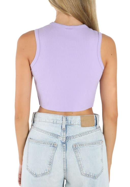 Hype and Vice LSU Tigers Womens Lavender Cut Off Tank Top