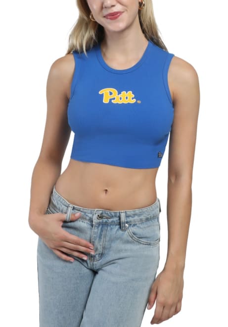 Womens Pitt Panthers Blue Hype and Vice Cut Off Tank Top