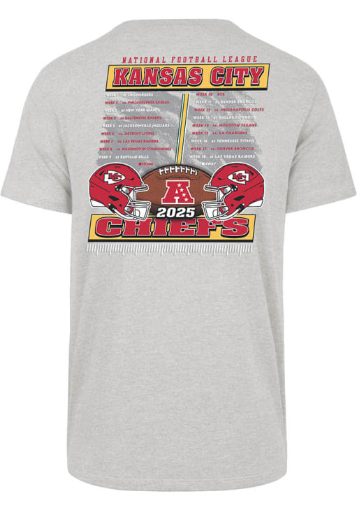 47 Kansas City Chiefs Ash 2025 Schedule Short Sleeve Fashion T Shirt