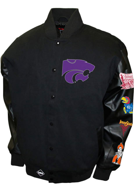 Mens Black K-State Wildcats Big 8 Throwback Twill Heavyweight Jacket