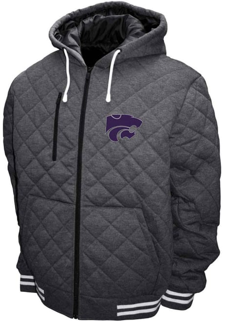 Mens Charcoal K-State Wildcats Dimond Quilted Medium Weight Jacket