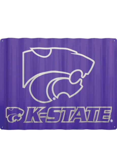 Purple K-State Wildcats Corrugated Metal Sign