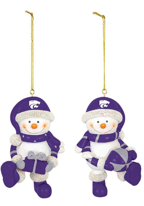 White K-State Wildcats Resin Snowman Ornament