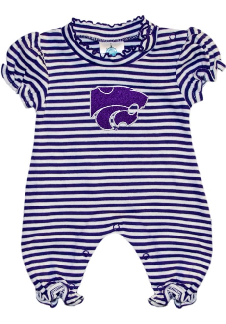 Baby Purple K-State Wildcats Stripe Puff Sleeve Short Sleeve One Piece