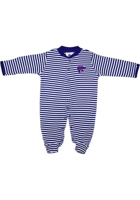 Baby Purple K-State Wildcats Striped Footed Loungewear One Piece Pajamas