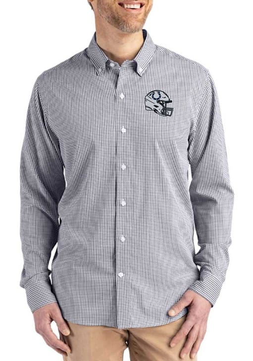 Cutter and Buck Indianapolis Colts Mens Black Helmet Skyline Long Sleeve  Dress Shirt