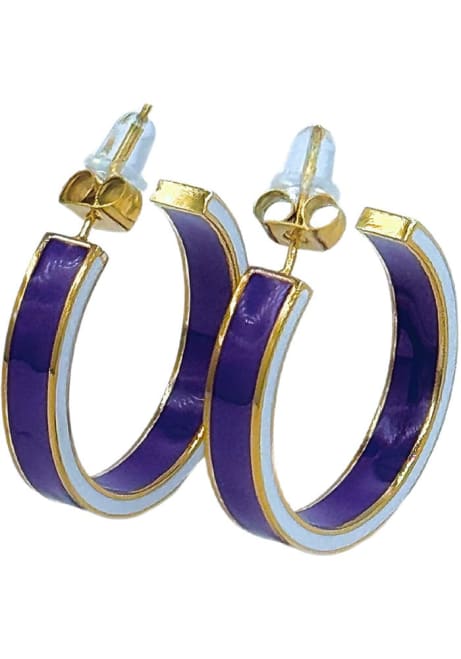 Gold Block Color Hoop K-State Wildcats Womens Earrings - Purple