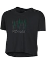 Alternative Apparel Michigan Women's Wordmark Trees Cropped Short Sleeve T-Shirt - Black