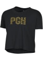 Alternative Apparel Pittsburgh Women's Black Cheetah PGH Cropped Short Sleeve T-Shirt