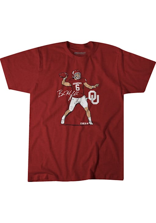 Baker Mayfield Oklahoma Sooners Crimson Football Football Caricature Short Sleeve Fashion Player T..