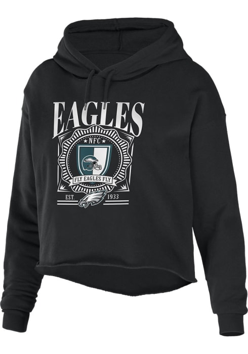 Philadelphia Eagles Womens Black Cropped Hooded Sweatshirt