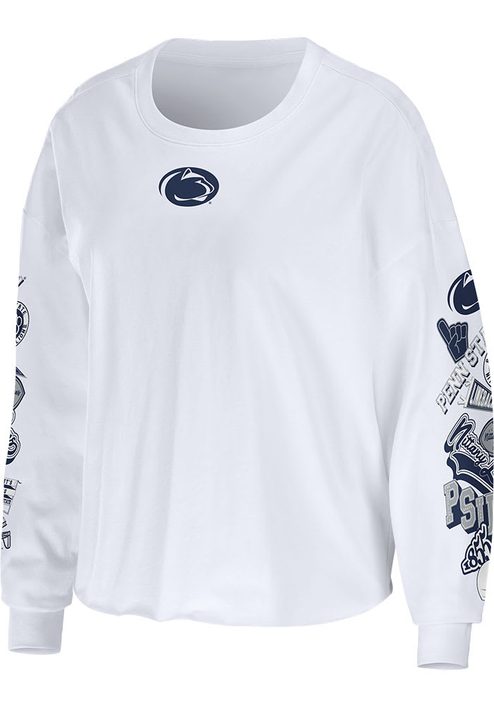 Womens Penn State Nittany Lions White WEAR by Erin Andrews Celebration Crop LS Tee