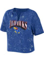 Kansas Jayhawks Womens WEAR by Erin Andrews Bleach Splatter T-Shirt - Blue