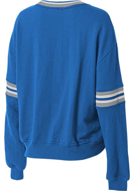 WEAR by Erin Andrews Detroit Lions Womens Blue Crest Crew Sweatshirt