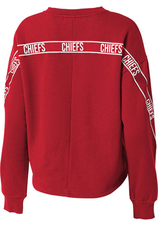 Women's Kansas City Chiefs WEAR by Erin Andrews Red Vintage Rib-Knit Cord  Modest Crop Pullover Sweatshirt