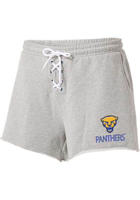 Womens Pitt Panthers Grey WEAR by Erin Andrews Lace Up Shorts