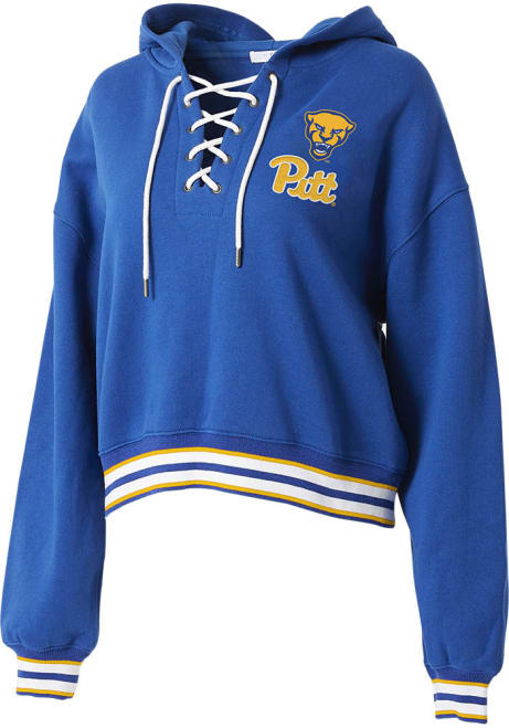 Womens Pitt Panthers Blue WEAR by Erin Andrews Lace Up Hooded Sweatshirt