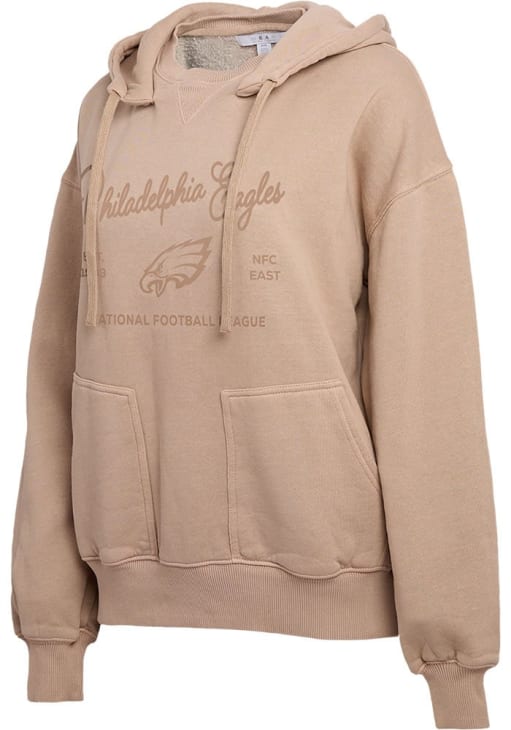 WEAR by Erin Andrews Philadelphia Eagles Womens Beige Washed Hooded Sweatshirt