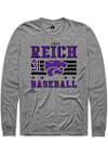 Main image for Jonah Reich Mens Grey K-State Wildcats NIL Striped Long Sleeve Player T Shirt