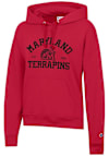 Main image for Womens Maryland Terrapins Red Champion Powerblend Hooded Sweatshirt