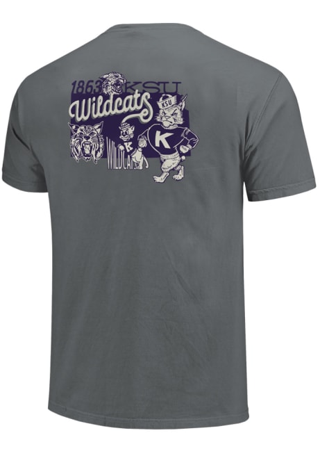 K-State Wildcats Comfort Colors Script Short Sleeve T Shirt - Grey