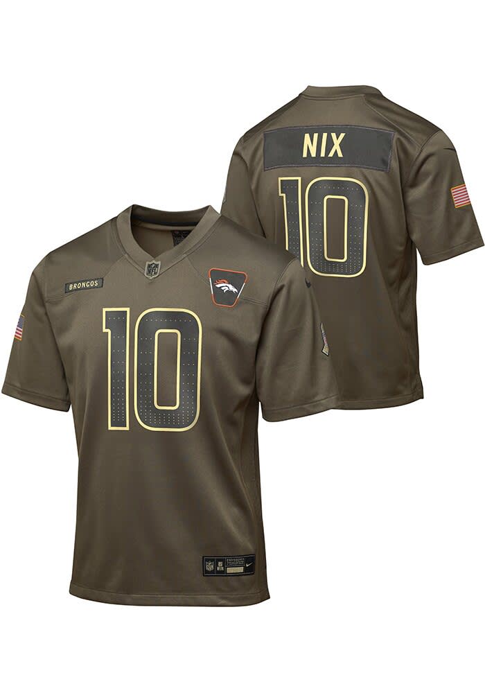 Denver Broncos Bo Nix Youth Salute To Service OLIVE Nike Football