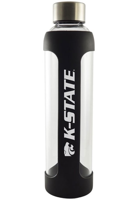 Black K-State Wildcats 20oz Silicone Glass Water Bottle