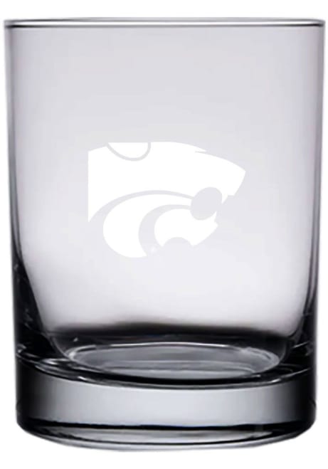 White K-State Wildcats 14oz Etched Rock Glass