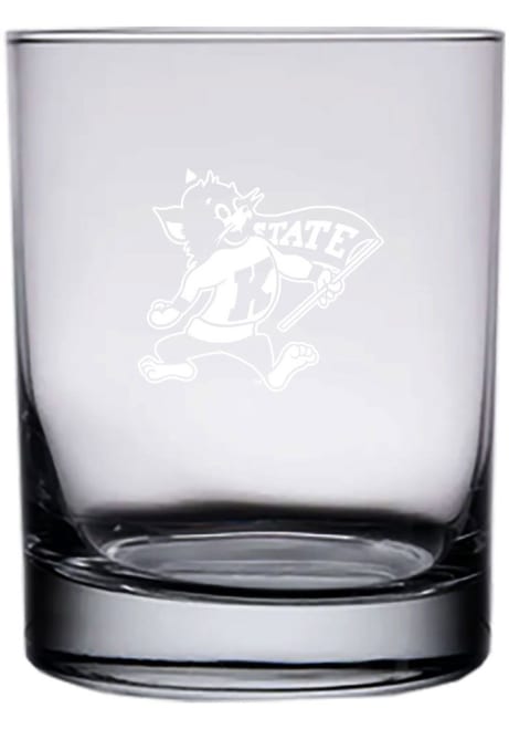 White K-State Wildcats 14oz Willie Etched Rock Glass