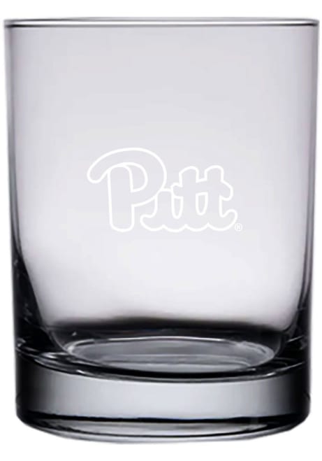 White Pitt Panthers 14oz Etched Rock Glass