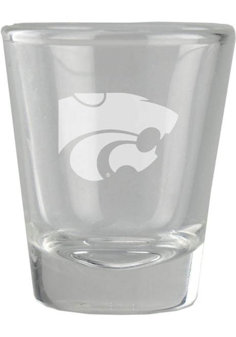 White K-State Wildcats 2oz Etched Shot Glass