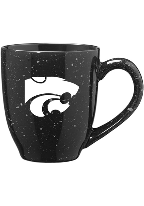 Black K-State Wildcats 16oz Etched Mug