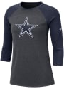 Dallas Cowboys Womens Nike Tri-Blend Crew Neck 3/4 Raglan T-Shirt - Grey