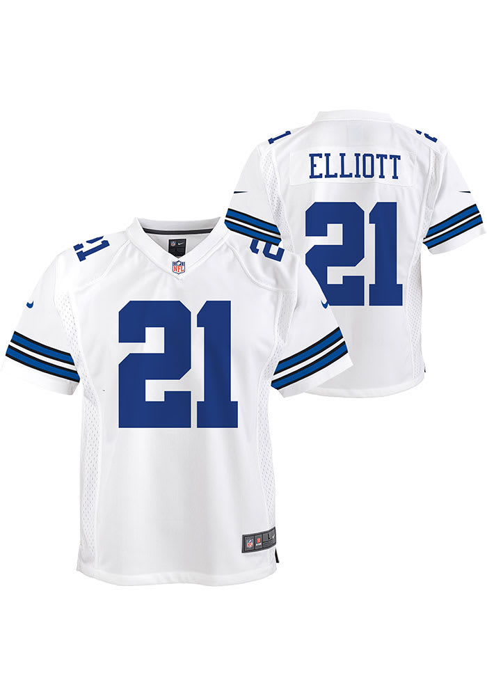 Dallas Cowboys Ezekiel Elliott Youth Game White Nike Football Jersey