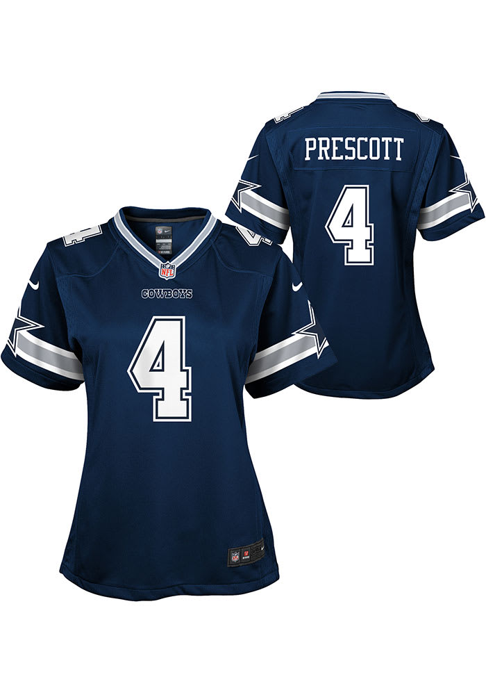 Dak Prescott Dallas Cowboys Girls Navy Blue Nike Game Football Jersey