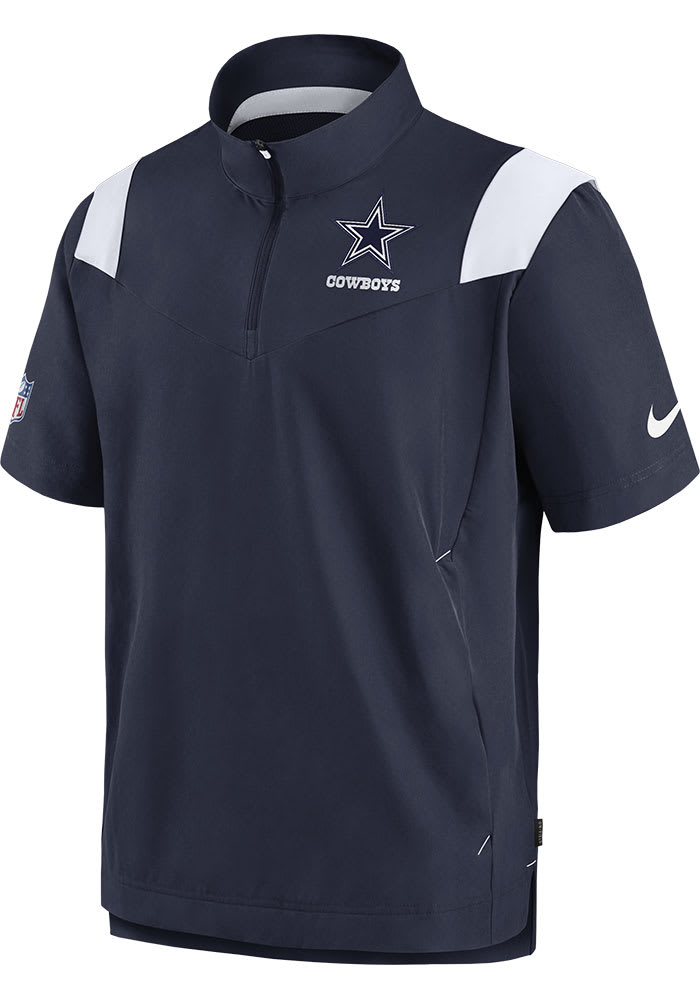 Nike Dallas Cowboys Mens NAVY Coach Short Sleeve Qtr Zip