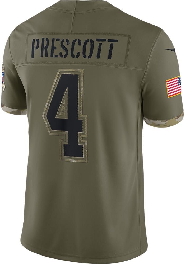 Nike Dallas Cowboys No4 Dak Prescott Anthracite Salute to Service Women's Stitched NFL Limited Therma Long Sleeve Jersey