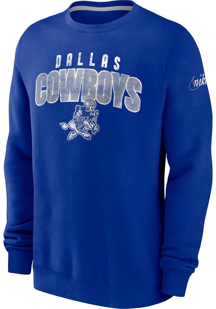 Nike Dallas Cowboys Mens REWIND CLUB Crew Sweatshirt ROYAL