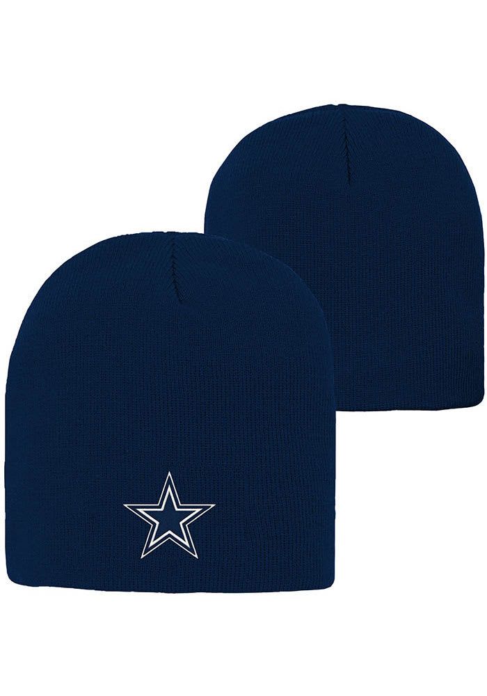 Dallas Cowboys NAVY Basic Uncuffed Beanie Youth Knit Hat - 41024652